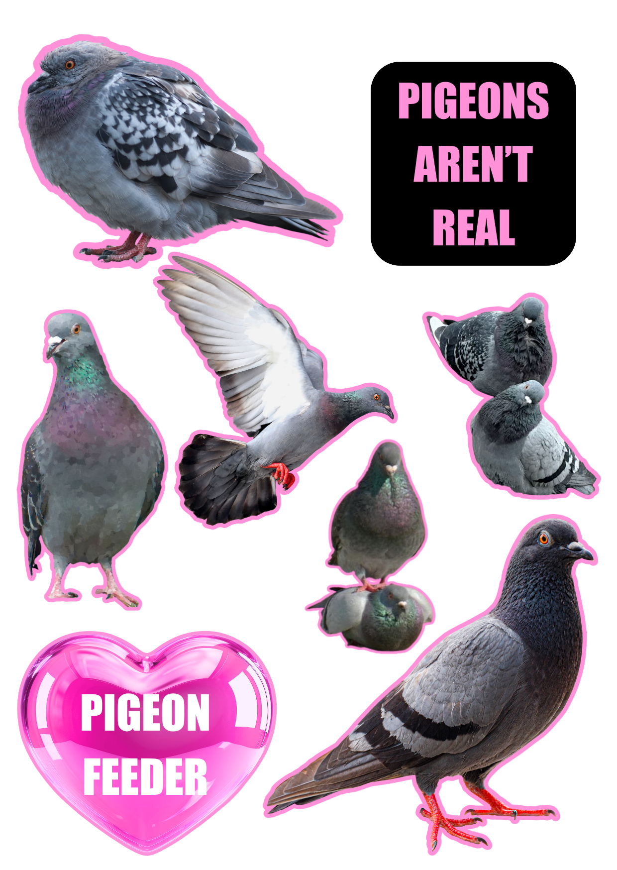Pigeon Glitter Sticker Sheet