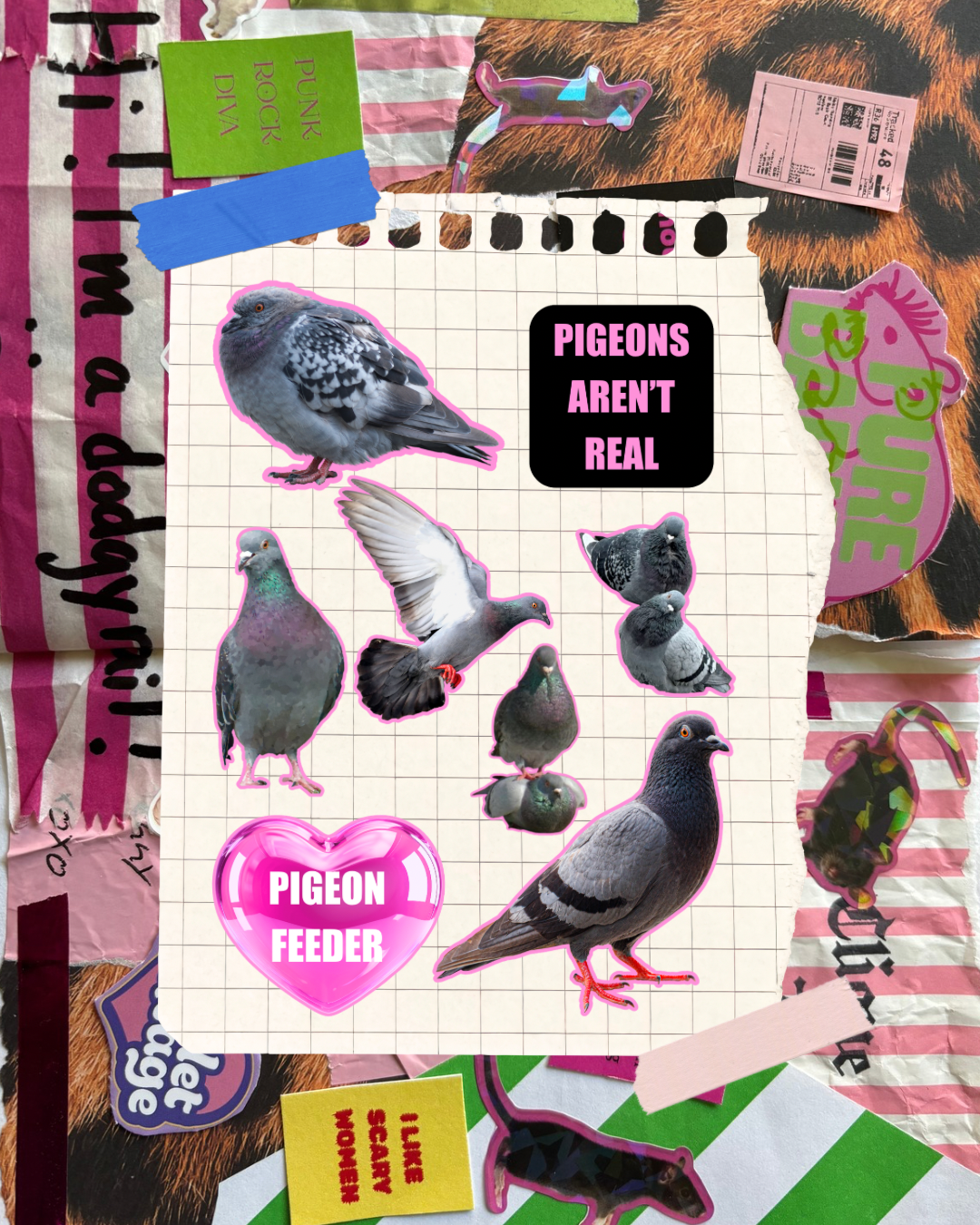 Pigeon Glitter Sticker Sheet