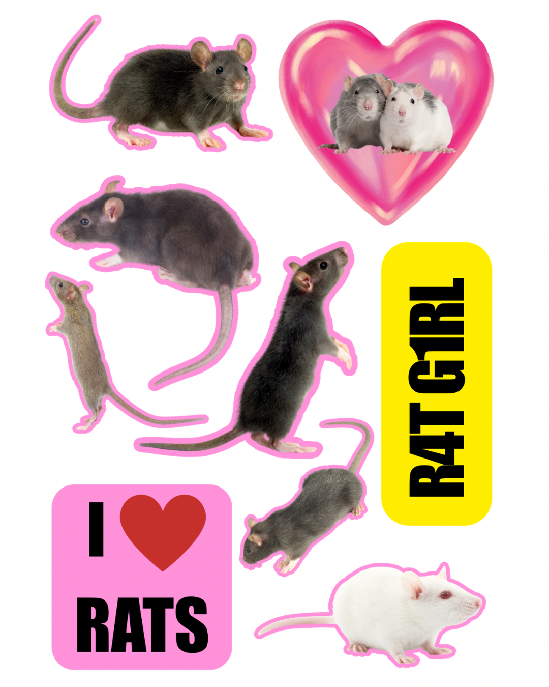 Rat Glitter Sticker Sheet